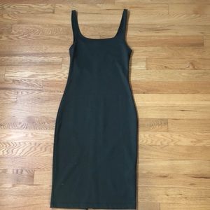 Army Green Zara basic bodycon midi dress